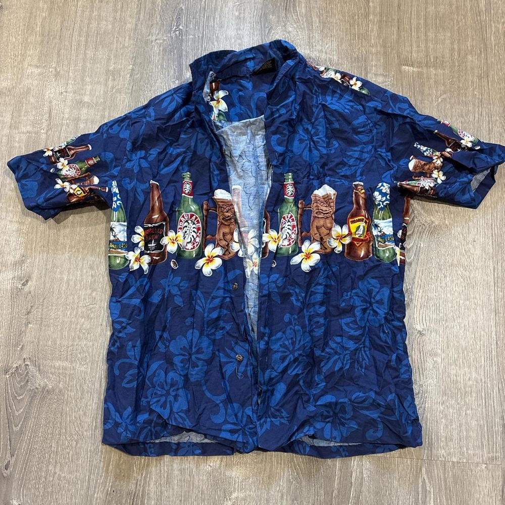 Men's Casual Blue Hawaiian Shirt